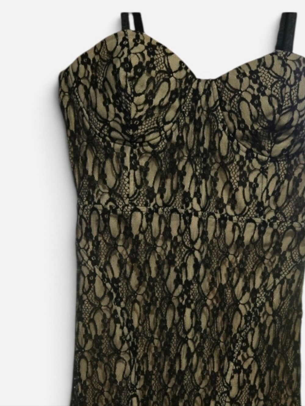 Forever 21 Black Nude Lace Bustier Bodycon Dress Small